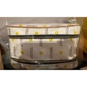 Truly Beauty x Smiley World White Vegan Leather Train Case Makeup Bag‎ New